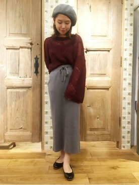 「透かし編みニット」｜flowerさん（レディース・155cm）の秋コーディネート