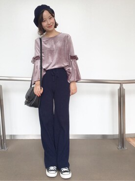 「flower」｜「アイテム（ハンチング/ベレー帽）」を使った、flowerさん（レディース・157cm）の秋コーディネート