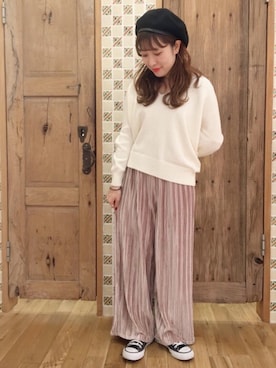 「flower」｜「アイテム（ハンチング/ベレー帽）」を使った、flowerさん（レディース・155cm）の秋コーディネート