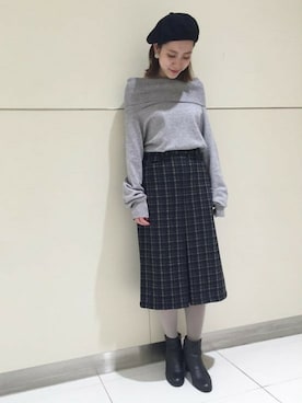 「flower」｜「アイテム（ハンチング/ベレー帽）」を使った、flowerさん（レディース・155cm）の秋コーディネート