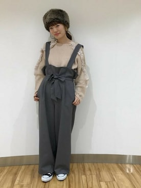 「flower」｜「アイテム（オールインワン・サロペット）」を使った、flowerさん（レディース・155cm）の冬コーディネート
