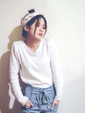 「ハイウェストデニム」｜hina.さん（レディース・156cm）の夏コーディネート