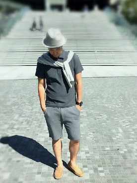 「LACOSTE」｜「アイテム（モカシン/デッキシューズ）」を使った、kenichiさん（メンズ・180cm）の夏コーディネート