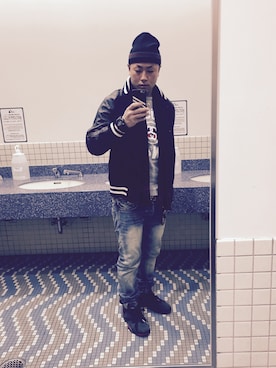 「PRPS（ピーアールピーエス）のアイテム（パンツ）」を使った、としさん（メンズ・171cm）の冬コーディネート