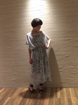 「ベルトサンダル」｜「アイテム（ワンピース/ドレス）」を使った、USHIODAさん（レディース・153cm）の春コーディネート