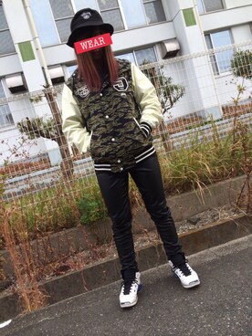 「STUSSY（ステューシー）のアイテム（ナイロンジャケット）」を使った、ღ y u r i a ღさん（レディース・160cm）の秋コーディネート