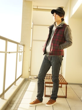「FACTOTUM（ファクトタム）のアイテム（ダウンジャケット/コート）」を使った、yuさん（メンズ・175cm）の冬コーディネート