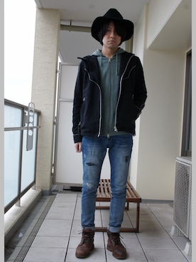 「WHIZLIMITED（ウィズリミテッド）のアイテム（ブルゾン）」を使った、yuさん（メンズ・175cm）の春コーディネート