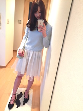 「JUSGLITTY（ジャスグリッティー）のアイテム（バッグ）」を使った、梅本静香さん（レディース・165cm）の春コーディネート