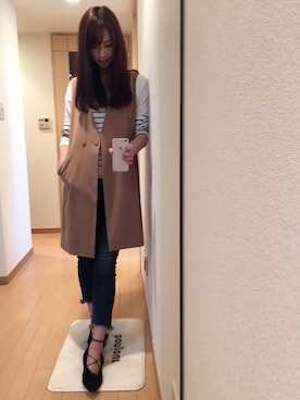 「COCO DEAL（ココディール）のアイテム（トレンチコート）」を使った、梅本静香さん（レディース・165cm）の春コーディネート