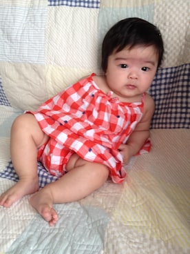 「アイテム（キャミソール、レッド系）」を使った、waka☺︎さん（キッズ・70cm）の夏コーディネート