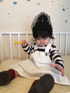 「9ヶ月」｜「アイテム（ブーツ）」を使った、waka☺︎さん（キッズ・70cm）の秋コーディネート