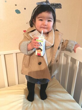「ROPE' PICNIC（ロペピクニック）のアイテム（ジャケット/アウター）」を使った、waka☺︎さん（キッズ・70cm）の冬コーディネート
