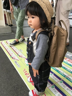 「旅行」｜「アイテム（サロペット/オーバーオール）」を使った、waka☺︎さん（キッズ・70cm）の春コーディネート