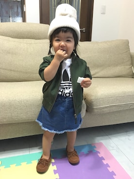 「1歳半」｜「アイテム（モカシン/デッキシューズ）」を使った、waka☺︎さん（キッズ・70cm）の秋コーディネート