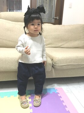 「1歳半」｜「アイテム（モカシン/デッキシューズ）」を使った、waka☺︎さん（キッズ・70cm）の秋コーディネート