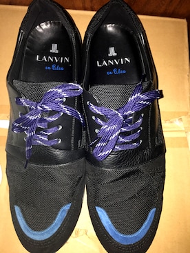 「LANVIN en Bleu（ランバンオンブルー）のアイテム（スニーカー、ブラック系）」を使った、きい🔑さん（メンズ・175cm）の秋コーディネート