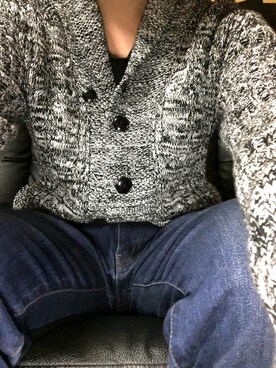 「MONSIEUR NICOLE（ムッシュニコル）のアイテム（カーディガン/ボレロ、グレー系）」を使った、きい🔑さん（メンズ・175cm）の秋コーディネート