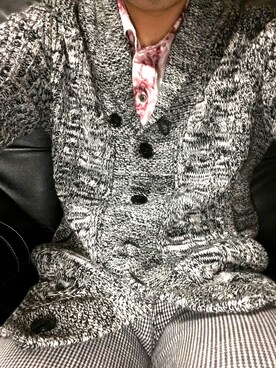 「MONSIEUR NICOLE（ムッシュニコル）のアイテム（カーディガン/ボレロ、ブラック系）」を使った、きい🔑さん（メンズ・175cm）の秋コーディネート