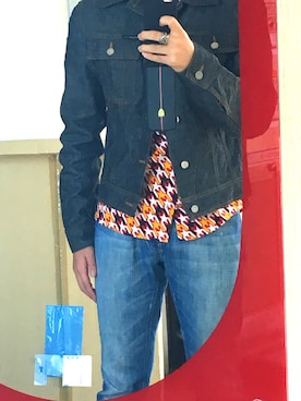 「SAINTLAURENTJEANSのアイテム（デニムジャケット、ブラック系）」を使った、きい🔑さん（メンズ・175cm）の秋コーディネート