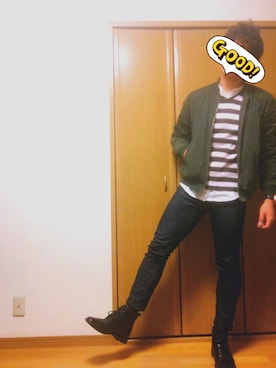 「BICASH（ビカーシ）のアイテム（ブーツ）」を使った、バンバンさん（メンズ・177cm）の冬コーディネート
