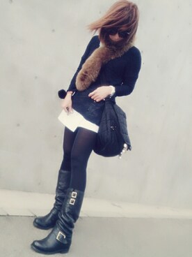 「PRADA（プラダ）のアイテム（ショルダーバッグ、ブラック系）」を使った、 piko  さん（レディース・162cm）の春コーディネート