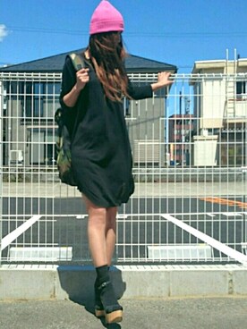 「CATHRINEHAMMERのアイテム（ワンピース、ブラック系）」を使った、 piko  さん（レディース・162cm）の春コーディネート