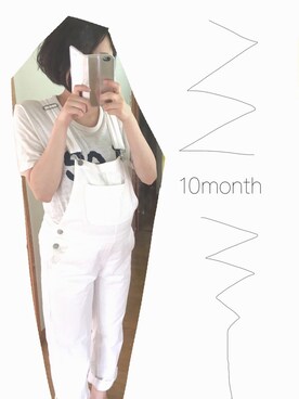 「GU（ジーユー）のアイテム（サロペット/オーバーオール、ホワイト系）」を使った、maroonsさん（キッズ・90cm）の夏コーディネート