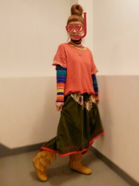 「BOOFOOWOO」｜「アイテム（スウェット）」を使った、ohanaさん（レディース・161cm）の冬コーディネート