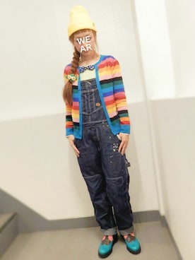 「ニットキャップ」｜「アイテム（蝶ネクタイ）」を使った、ohanaさん（レディース・161cm）の春コーディネート