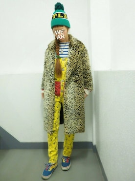 「アイテム（サロペット/オーバーオール、イエロー系）」を使った、ohanaさん（レディース・161cm）の冬コーディネート