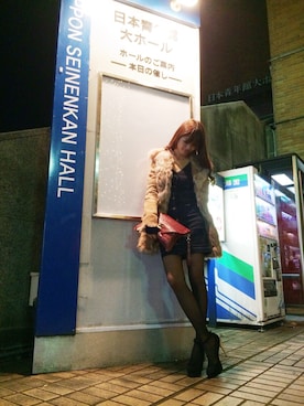 「タイト」｜「アイテム（ムートンコート）」を使った、MASAEさん（レディース・168cm）の冬コーディネート