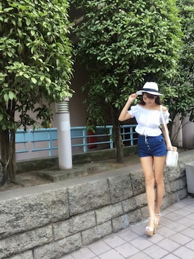 「MIIA（ミーア）のアイテム（帽子）」を使った、MASAEさん（レディース・168cm）の夏コーディネート