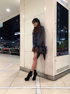 「くつした」｜「アイテム（帽子）」を使った、MASAEさん（レディース・168cm）の秋コーディネート