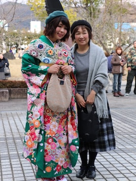 「ミナペルホネン」｜「アイテム（ハンチング/ベレー帽）」を使った、hanaさん（レディース・154cm）の冬コーディネート