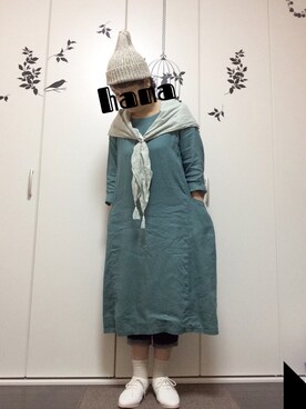 「アイテム（ニットキャップ/ビーニー）」を使った、hanaさん（レディース・154cm・40代）の秋コーディネート
