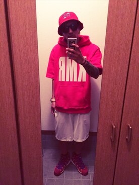 「FILA（フィラ）のアイテム（ハット、レッド系）」を使った、kemuri styleさん（メンズ・175cm）の夏コーディネート