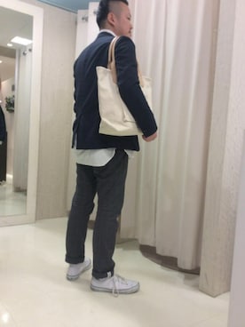 「MORGAN HOMME（モルガンオム）のアイテム（テーラードジャケット）」を使った、バータックさん（メンズ・177cm）の冬コーディネート