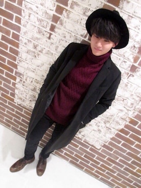 「BANANA REPUBLIC」｜「アイテム（チェスターコート）」を使った、KOSUKEさん（メンズ・172cm）の秋コーディネート