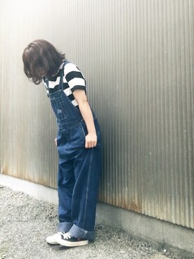 「BIG SMITH（ビッグスミス）のアイテム（オールインワン・サロペット）」を使った、yukincooooooさん（レディース・157cm）の夏コーディネート