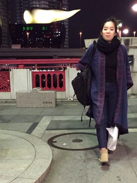「patagonia」｜「アイテム（ポンチョ）」を使った、hikaruさん（レディース・159cm）の冬コーディネート