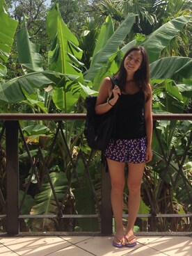 「旅行」｜「アイテム（ルームウェア）」を使った、hikaruさん（レディース・159cm）の夏コーディネート