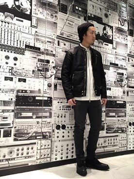 「デニムから始まったライフスタイルブランド」｜「アイテム（ライダースジャケット）」を使った、DIESEL KOHEYさん（メンズ・172cm）の秋コーディネート