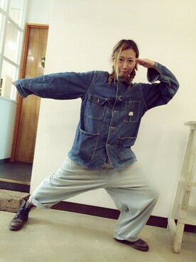 「アイテム（カバーオール）」を使った、bacchyo!さん（レディース・167cm）の秋コーディネート