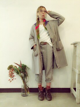 「アイテム（カバーオール）」を使った、bacchyo!さん（レディース・167cm）の秋コーディネート