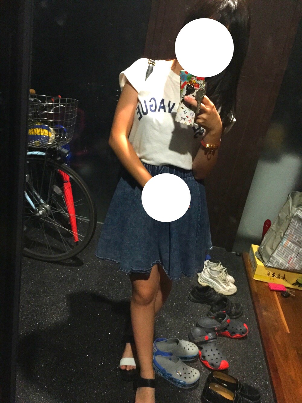「大人コーデ、カジュアルコーデ」｜「WEGOのアイテム（スカート、ブルー系）」を使った、MIUさん（レディース・153cm）の秋コーディネートの1枚目の写真