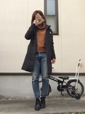 「DANTON（ダントン）のアイテム（ダッフルコート）」を使った、namiheyさん（レディース・158cm）の冬コーディネート