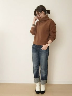 「旦那さんのを借りました」｜「アイテム（その他）」を使った、namiheyさん（レディース・158cm）の冬コーディネート