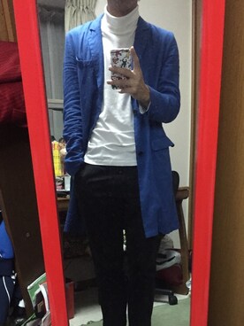 「SPINNS（スピンズ）のアイテム（ステンカラーコート）」を使った、kvnさん（メンズ・172cm）の秋コーディネート