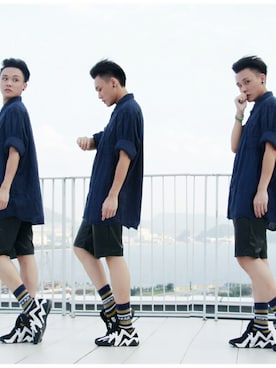 「UNI；QUE（ユニーク）のアイテム」を使った、Corin Ngさん（メンズ・170cm）の秋コーディネート